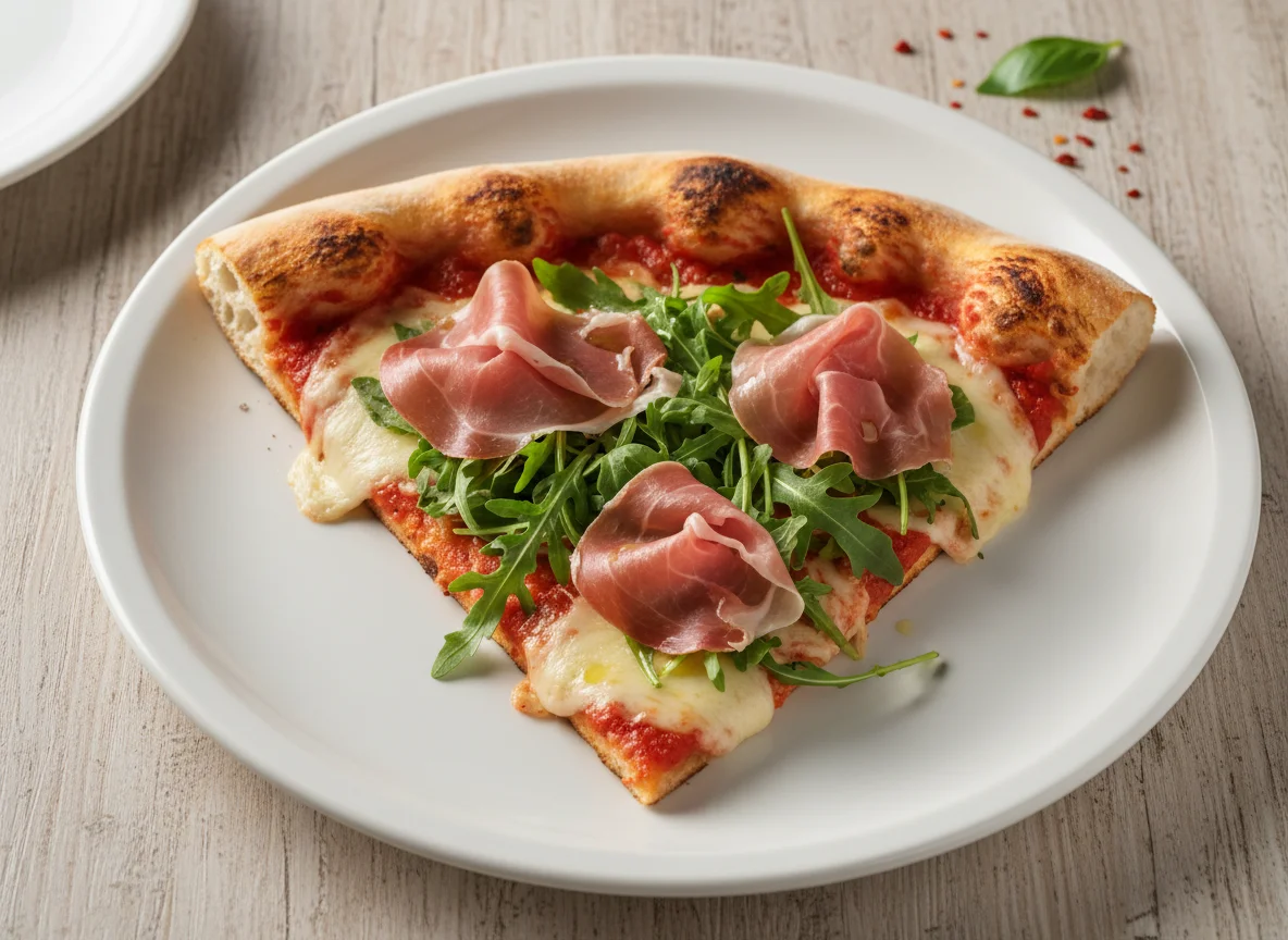 Fatia de Pizza com Presunto e Rúcula photo