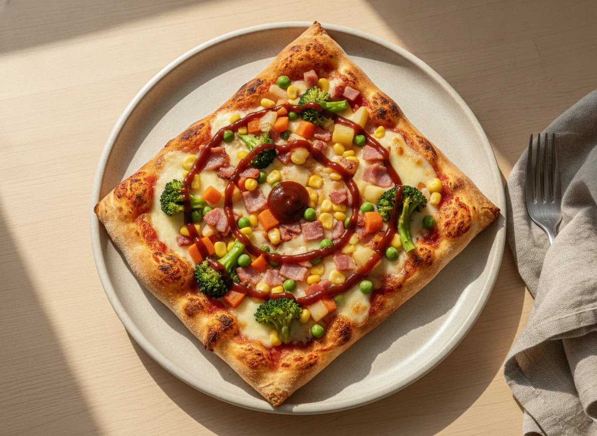 Fatia de Pizza com Vegetais Cozidos photo