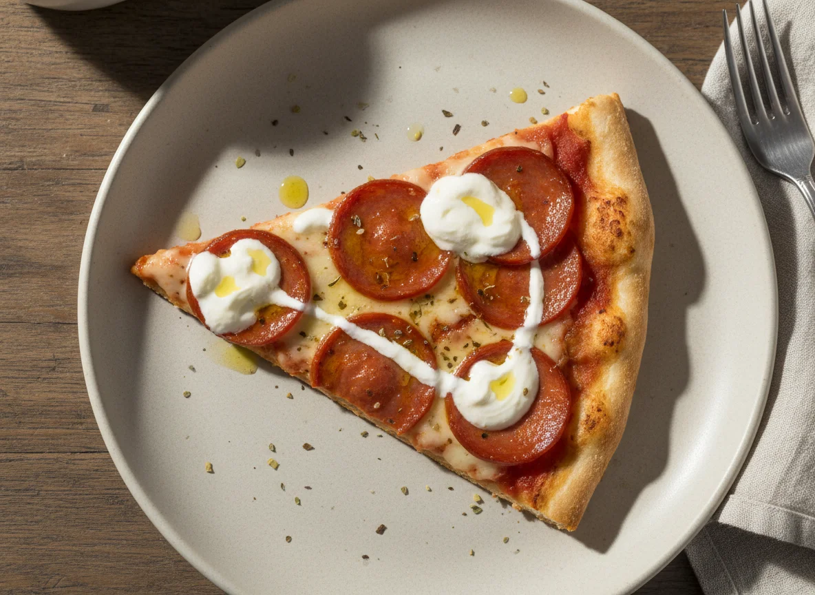 Fatia de Pizza de Calabresa com Catupiry photo