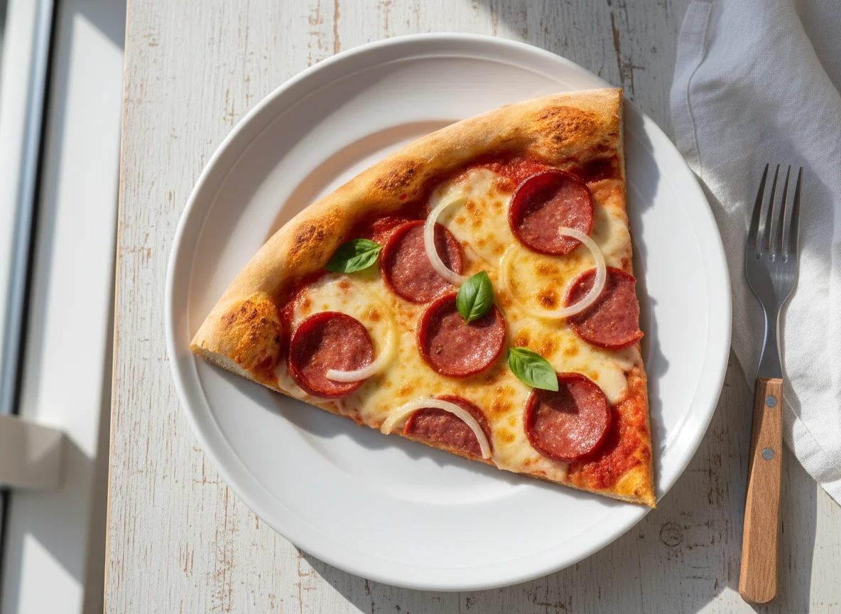 Fatia de Pizza de Calabresa com Cebola photo