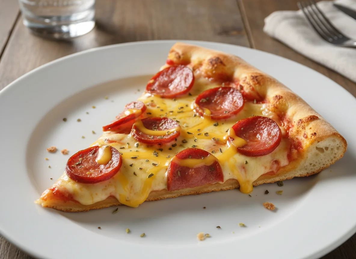 Fatia de Pizza de Calabresa com Cheddar photo