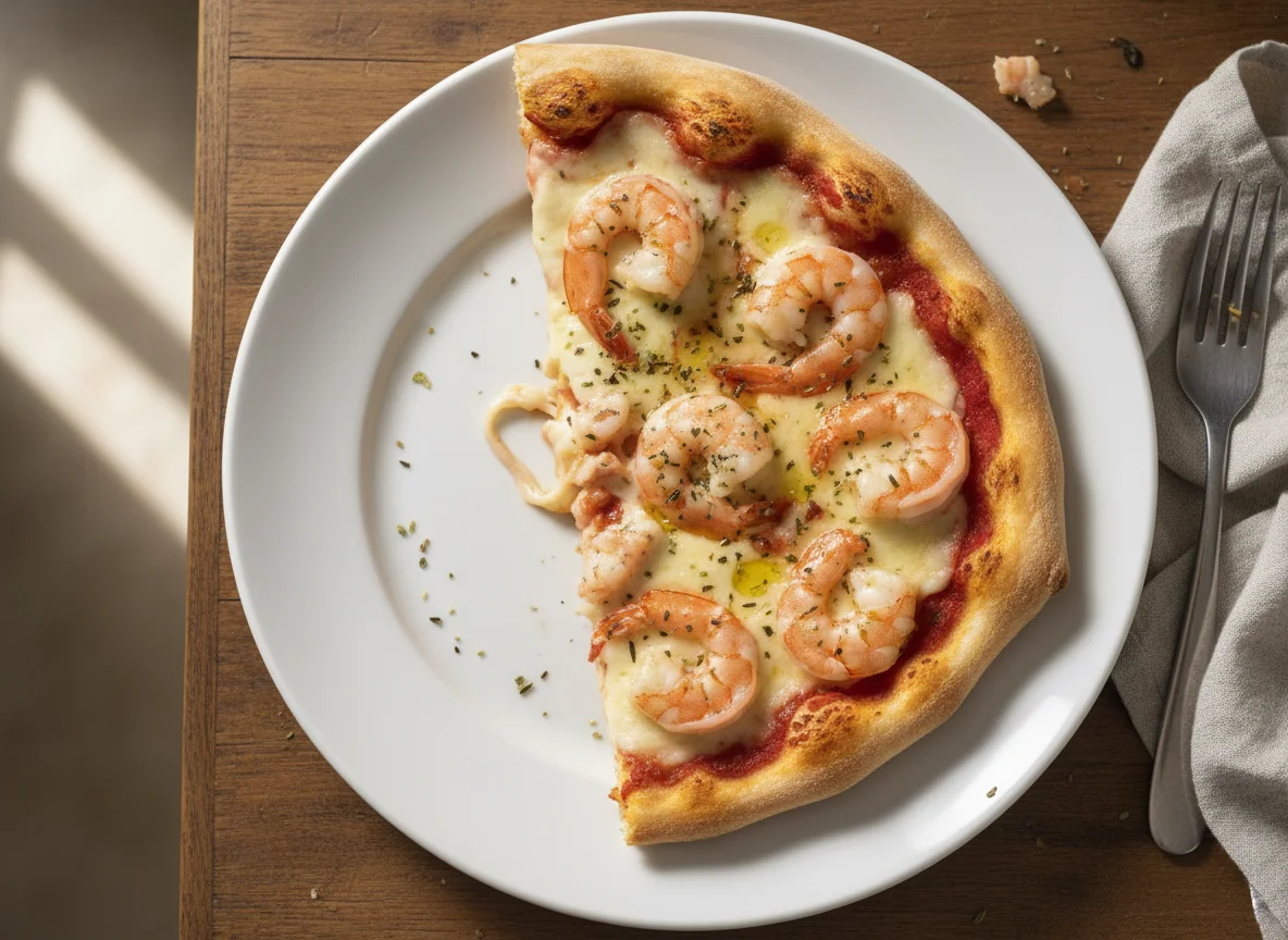 Fatia de Pizza de Camarão com Queijo photo