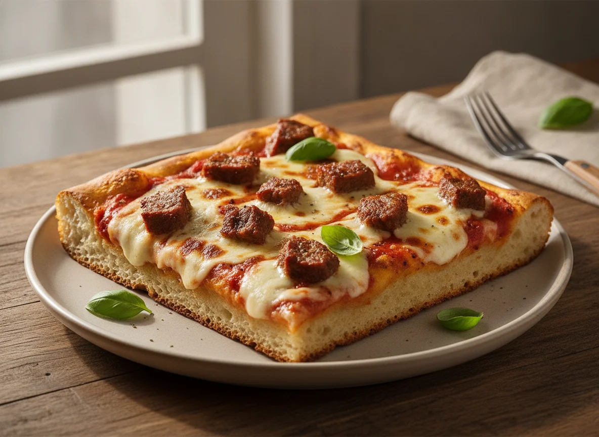 Fatia de Pizza de Carne e Queijo photo