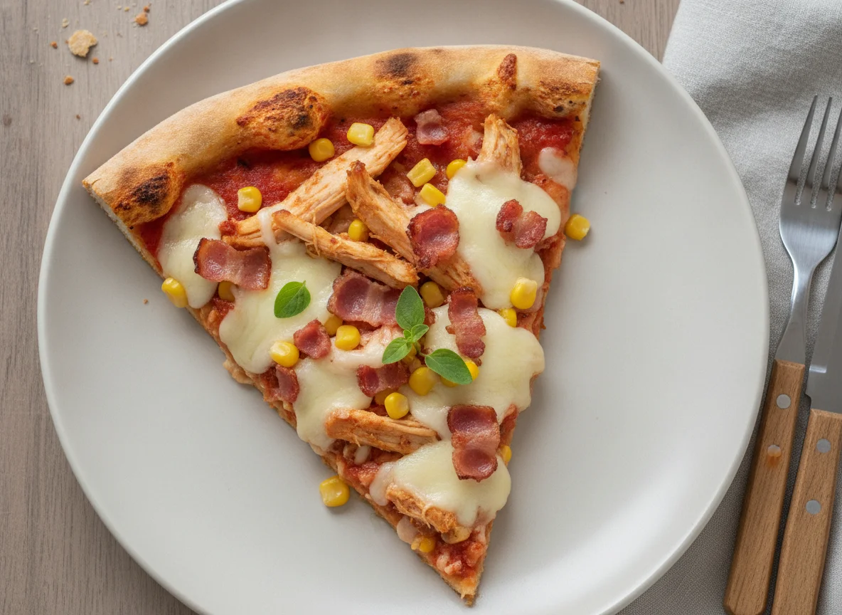 Fatia de Pizza de Frango com Bacon e Milho photo