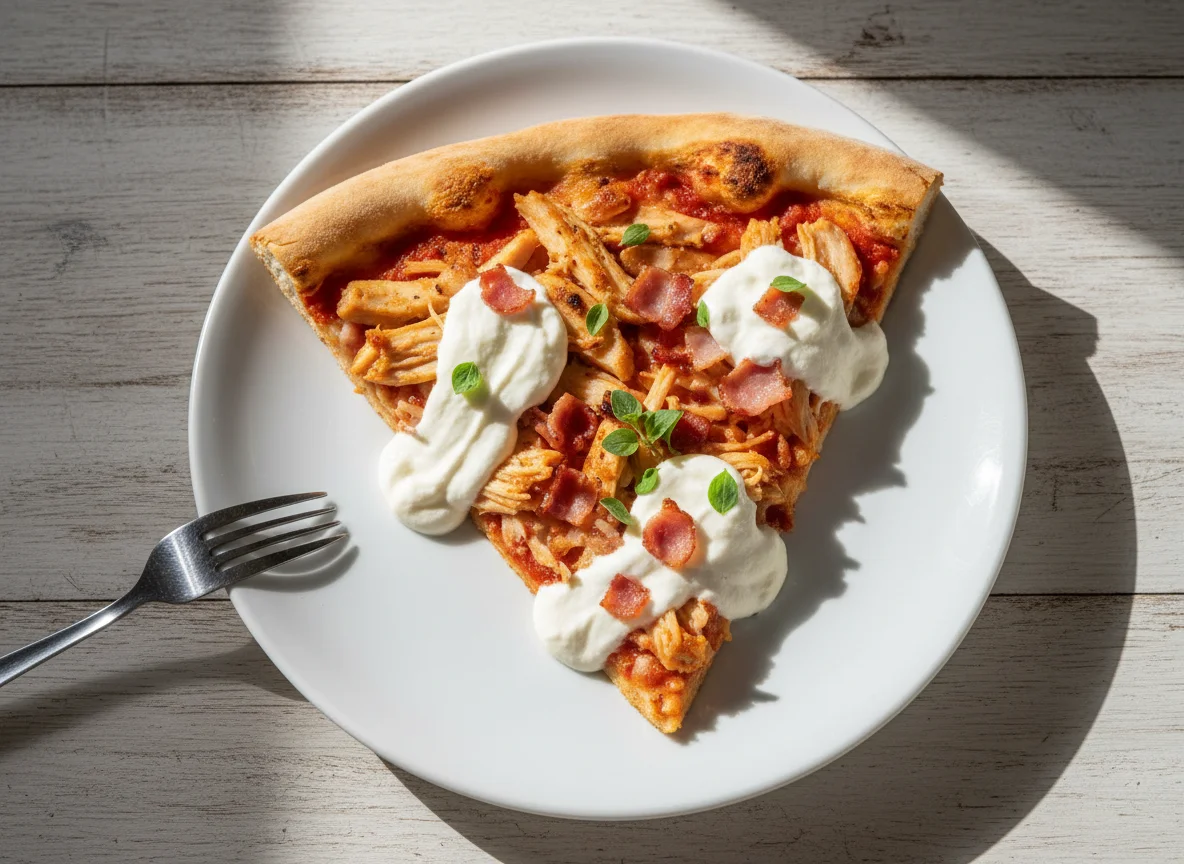 Fatia de Pizza de Frango com Catupiry e Bacon photo