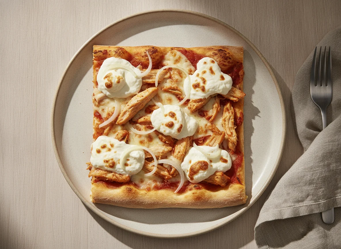Fatia de Pizza de Frango com Catupiry e Cebola photo