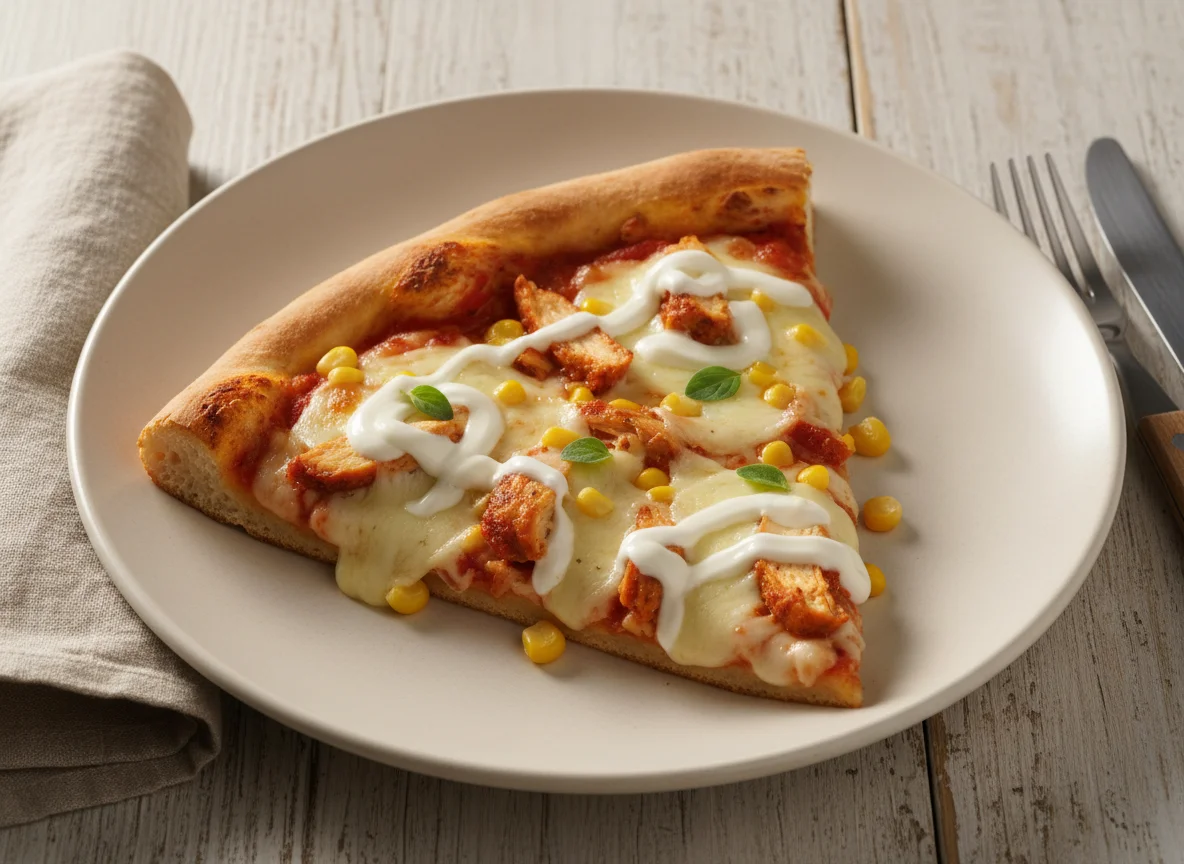 Fatia de Pizza de Frango com Catupiry e Milho photo