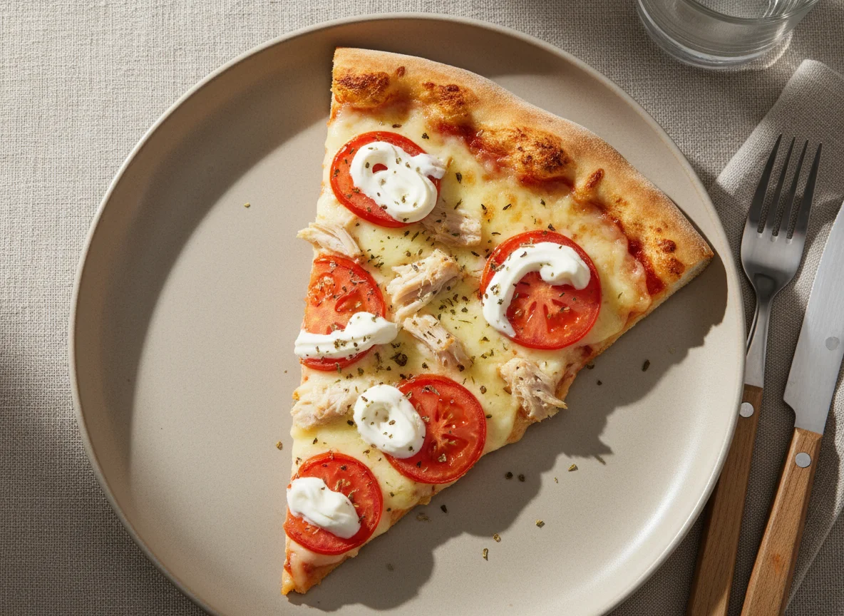 Fatia de Pizza de Frango com Catupiry e Tomate photo