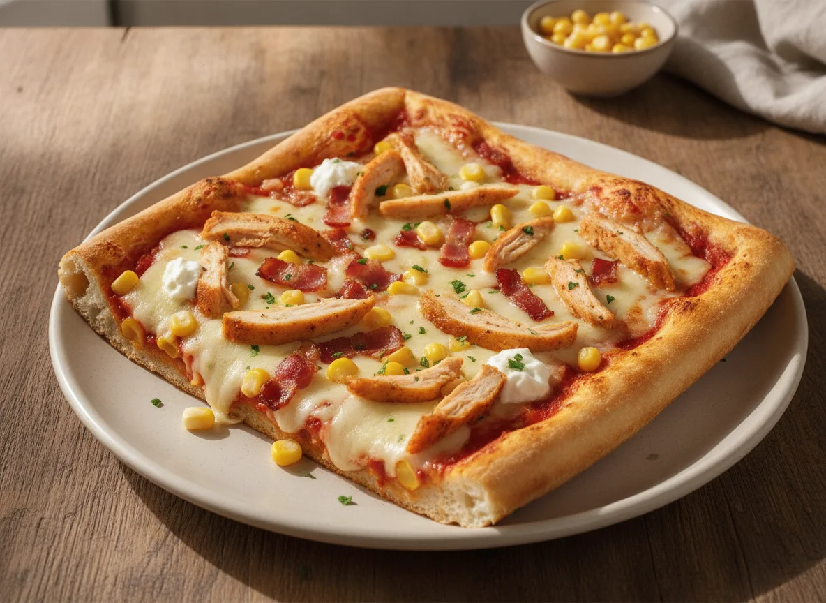 Fatia de Pizza de Frango com Milho e Bacon photo