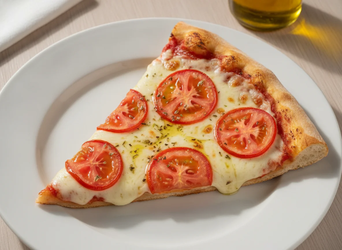 Fatia de Pizza de Muçarela com Tomate photo