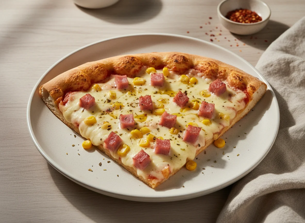 Fatia de Pizza de Presunto e Milho photo