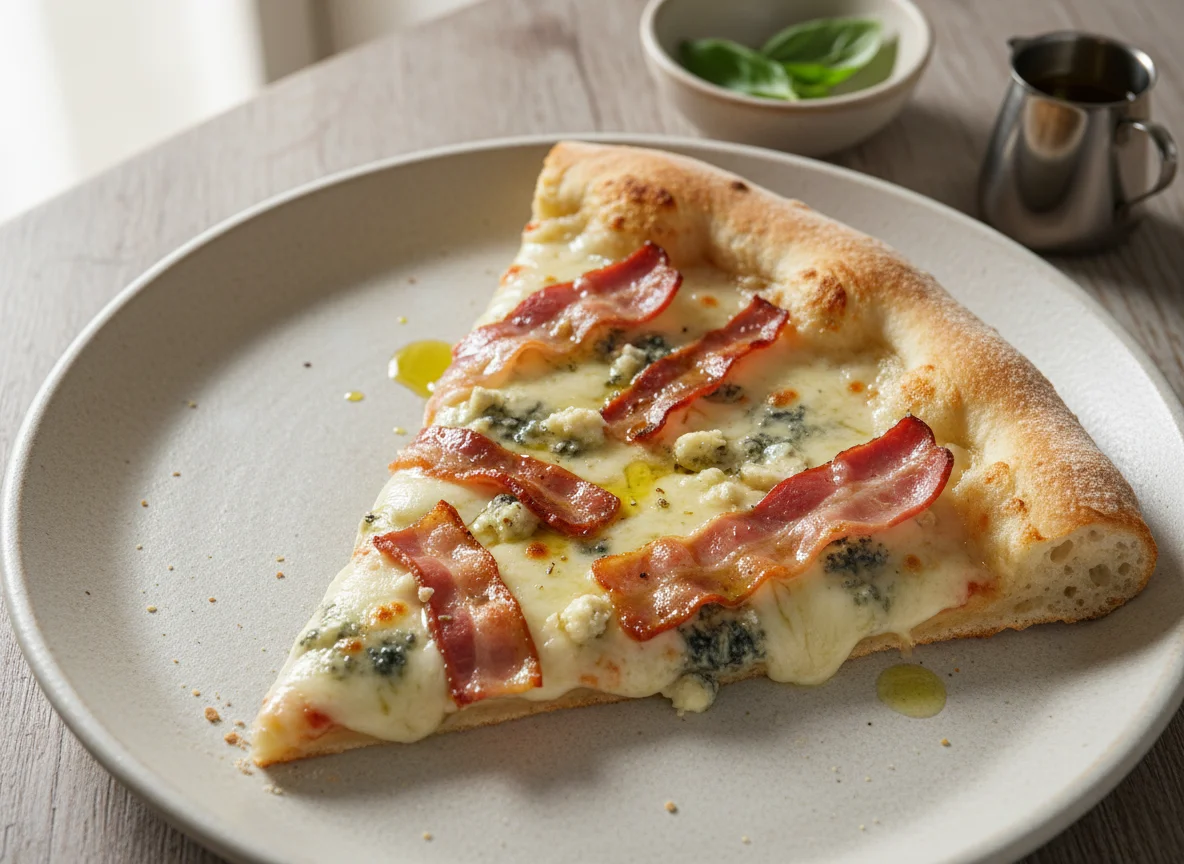 Fatia de Pizza de Queijo e Bacon photo