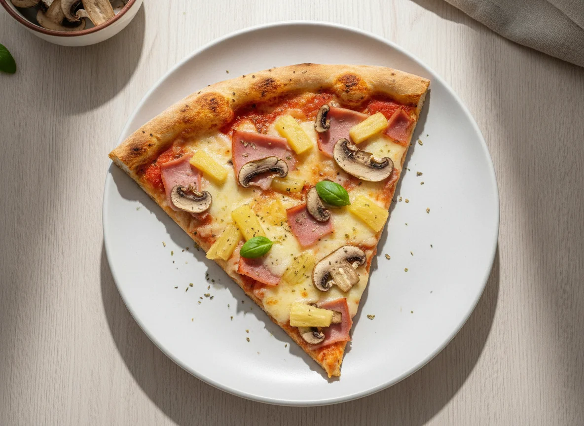 Fatia de Pizza Havaiana com Cogumelos photo