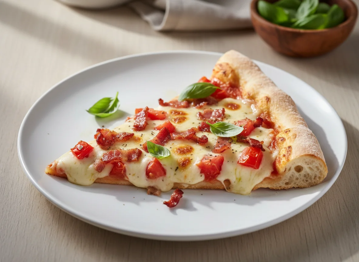 Fatia de Pizza Marguerita com Bacon photo