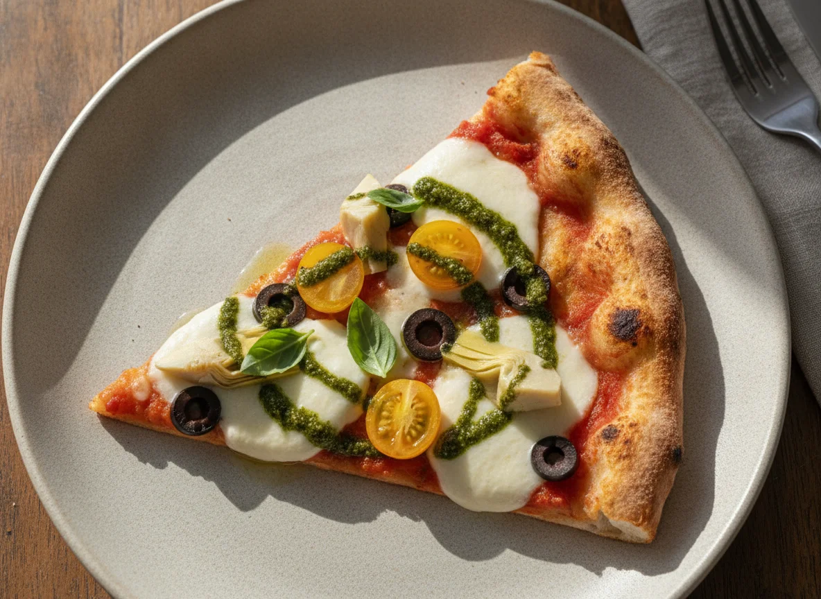 Fatia de Pizza Napolitana com Tomate Cereja e Queijo photo
