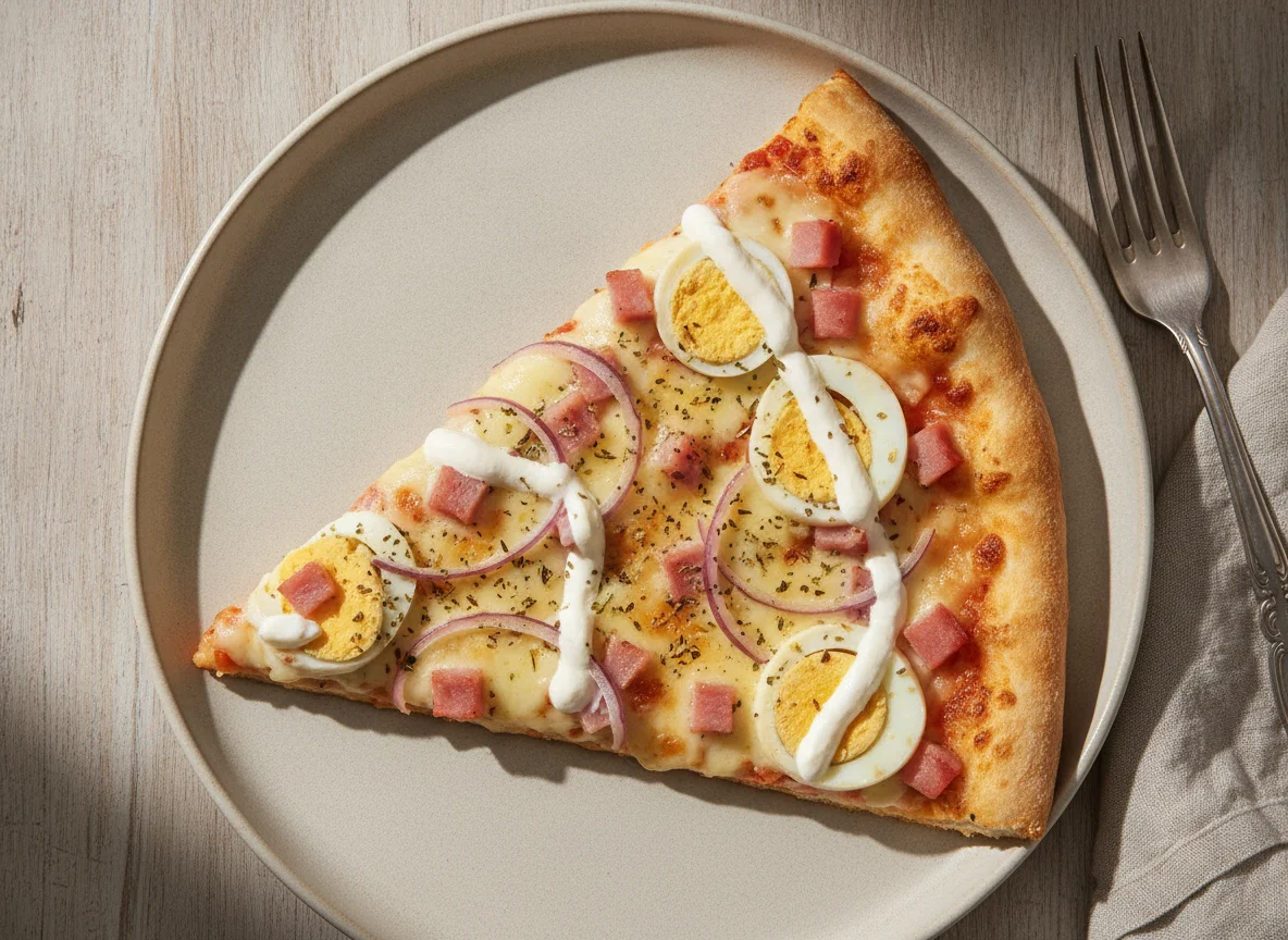 Fatia de Pizza Portuguesa com Catupiry photo