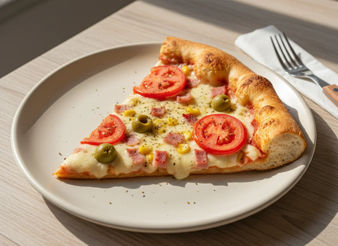 Fatia de Pizza Portuguesa com Milho photo