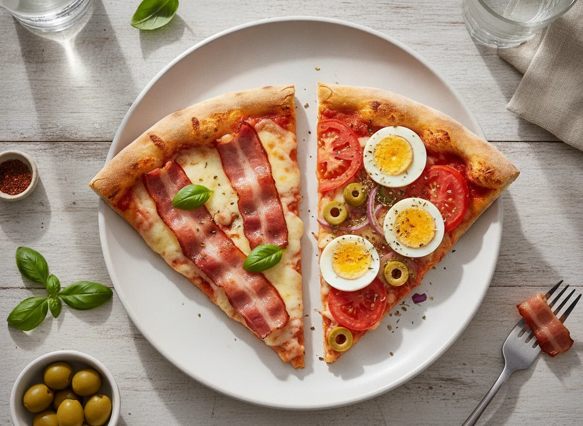Fatias de Pizza de Bacon e Portuguesa photo
