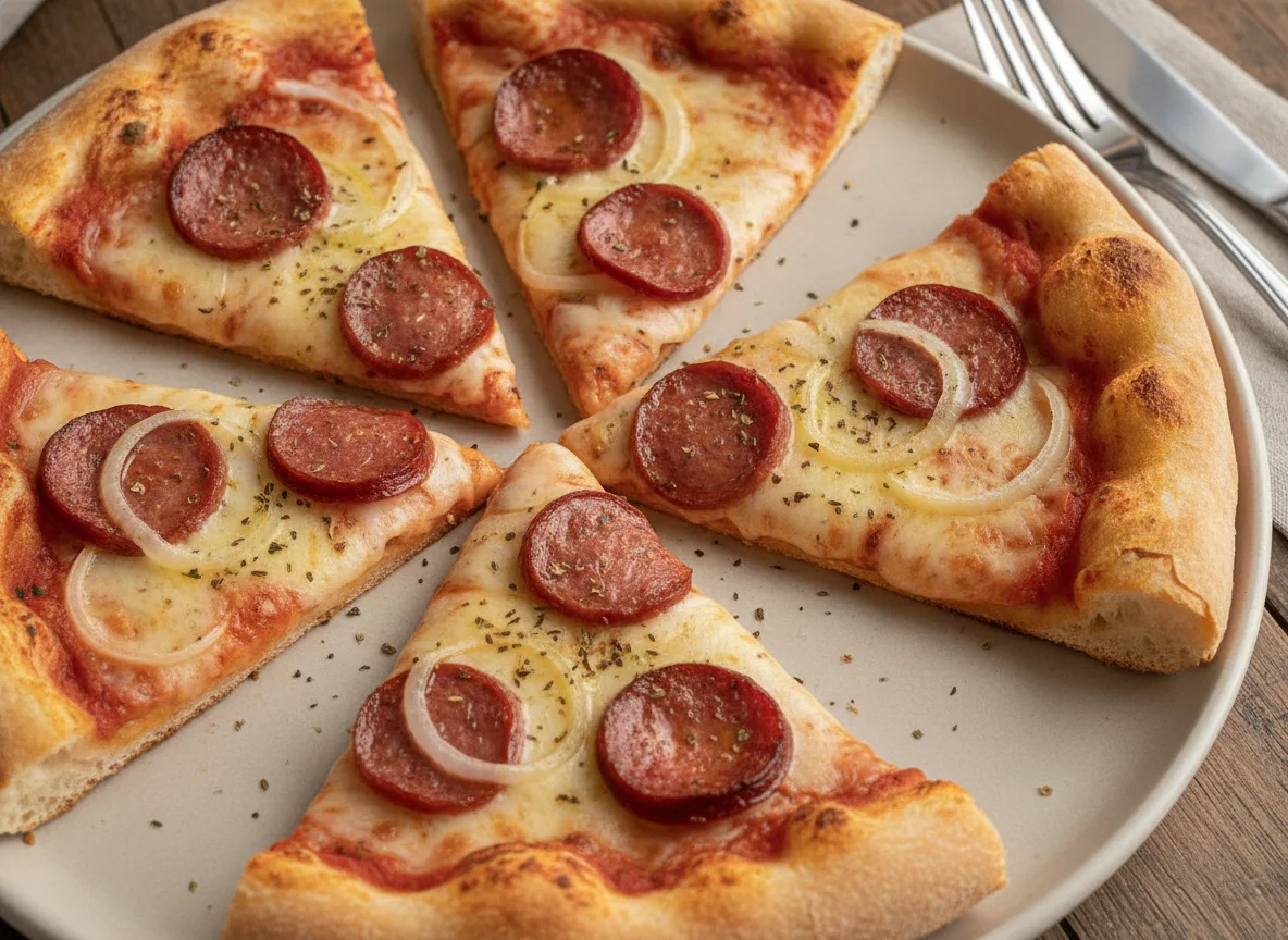 Fatias de Pizza de Calabresa e Mussarela photo