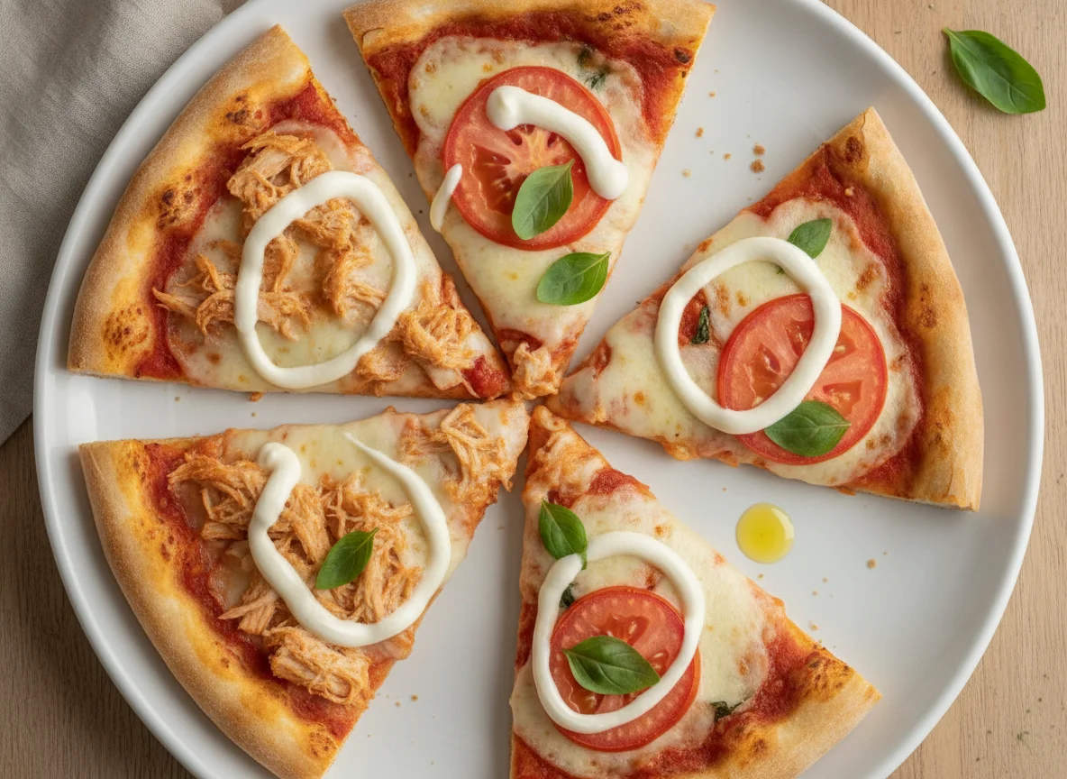 Fatias de Pizza de Frango com Catupiry e Marguerita photo