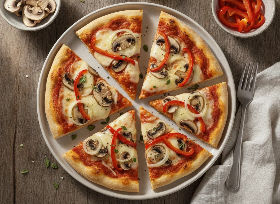 Fatihas de Pizza Caseira com Cogumelos e Pimento photo
