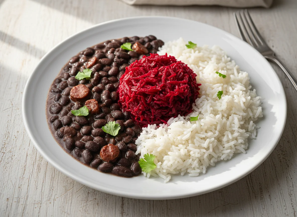 Feijão, arroz e beterraba photo