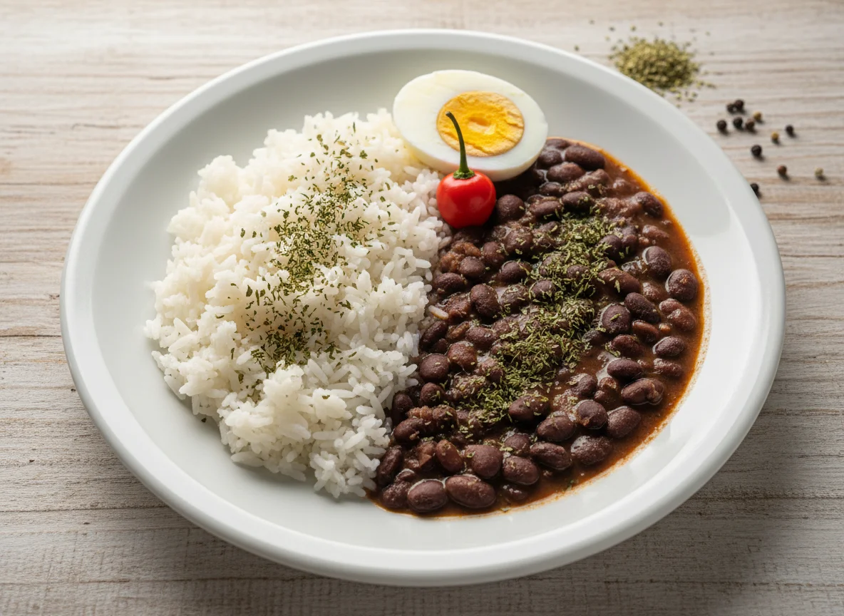 Feijão com Arroz e Ovo Cozido photo