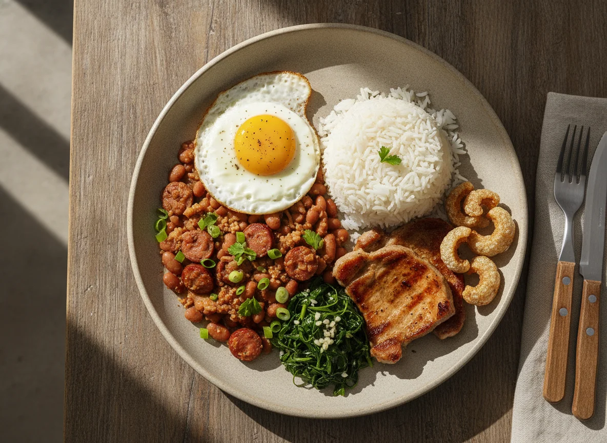 Feijão Tropeiro com Arroz, Ovo e Carne photo