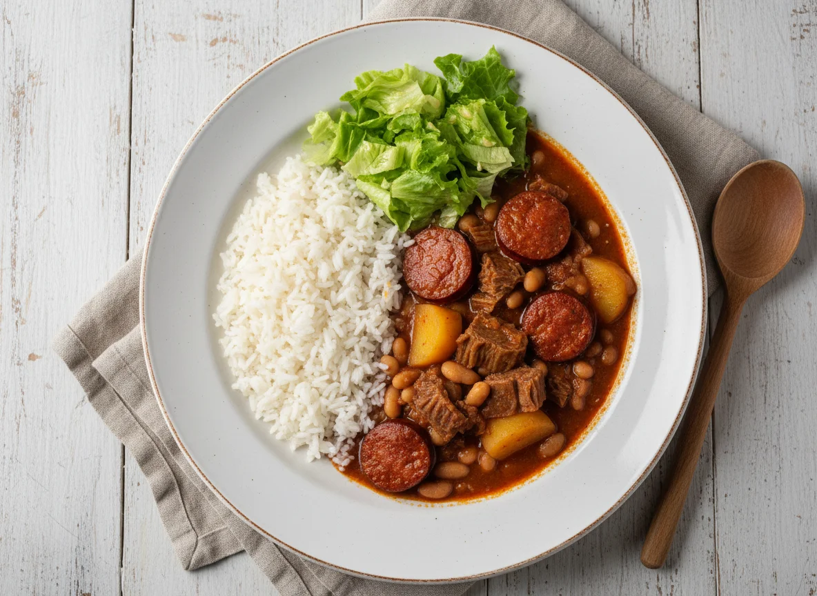 Feijoada com arroz e salada photo