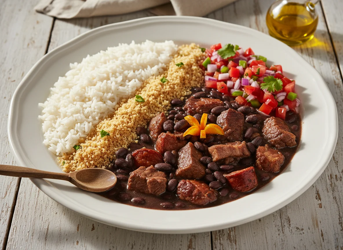 Feijoada com arroz e vinagrete photo