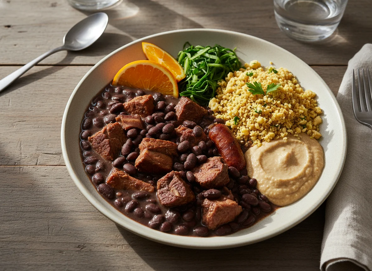 Feijoada com farofa e pirão photo