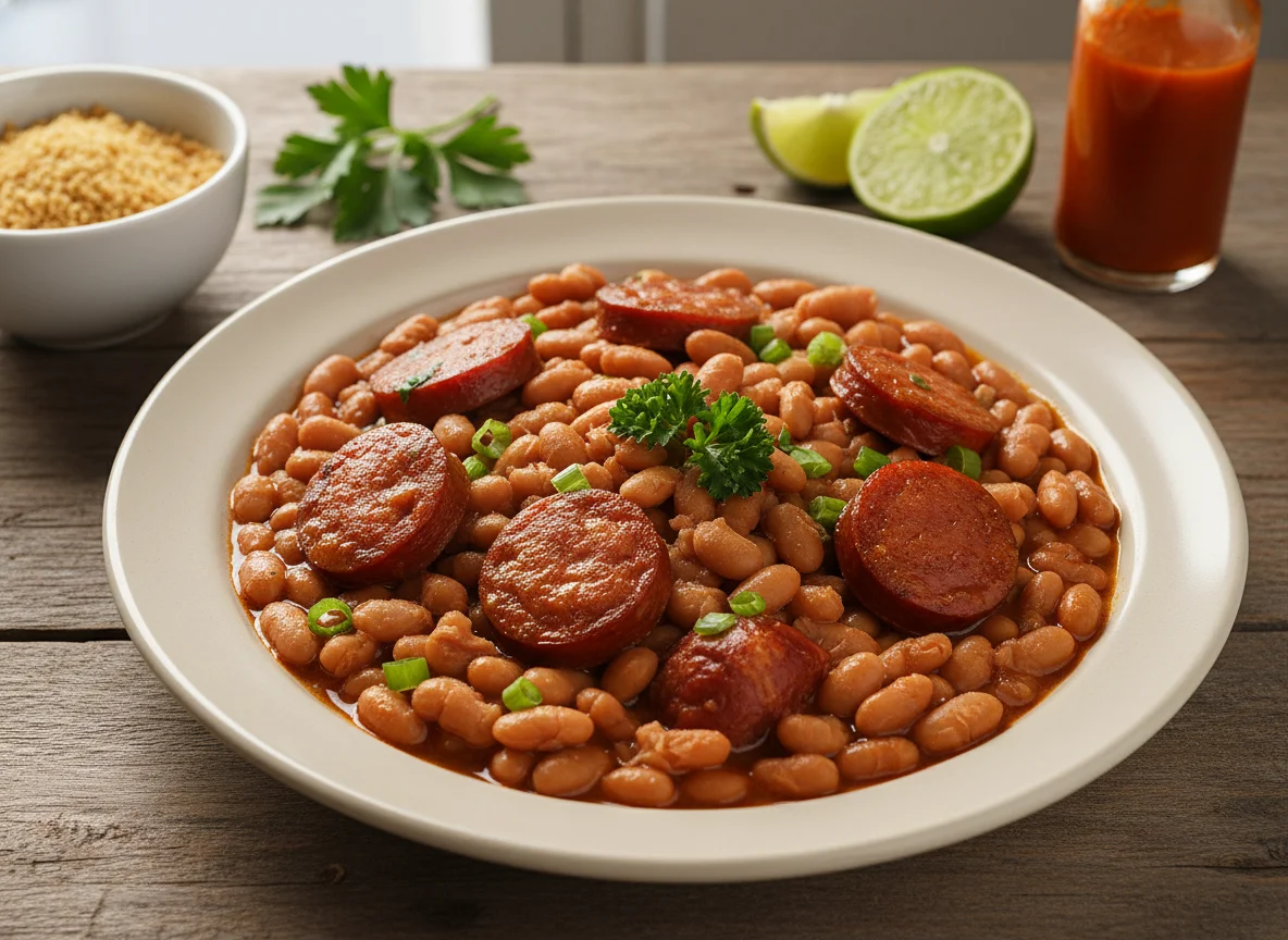 Feijoada de feijão carioca com linguiça photo