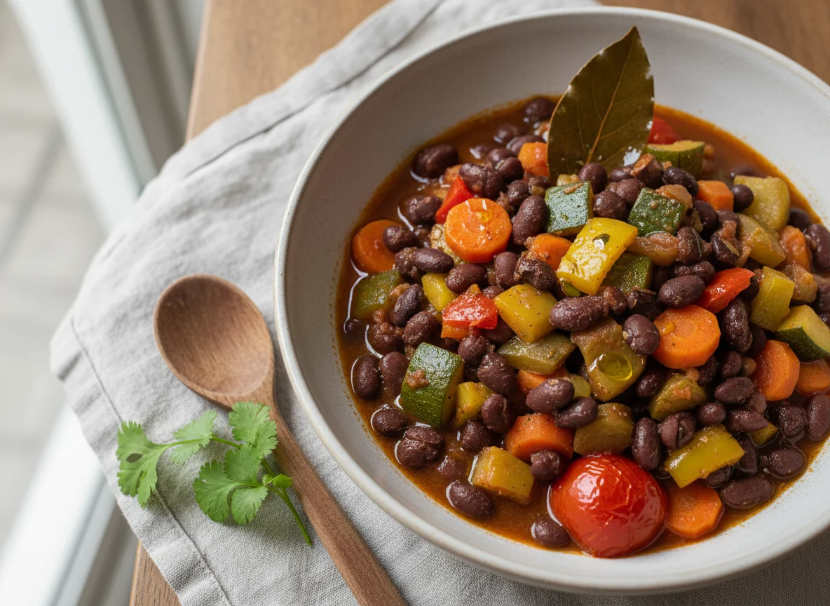 Feijoada de feijão preto com legumes photo