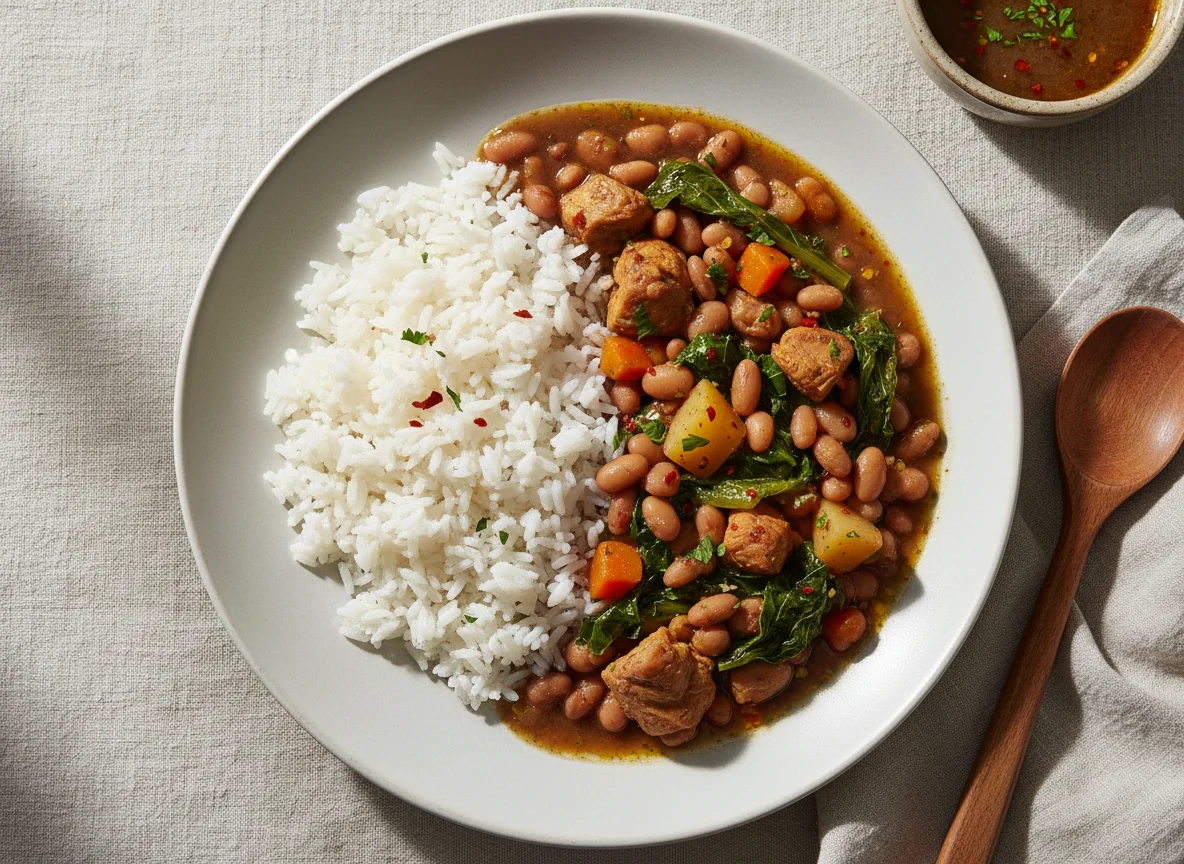 Feijoada de frango com arroz photo