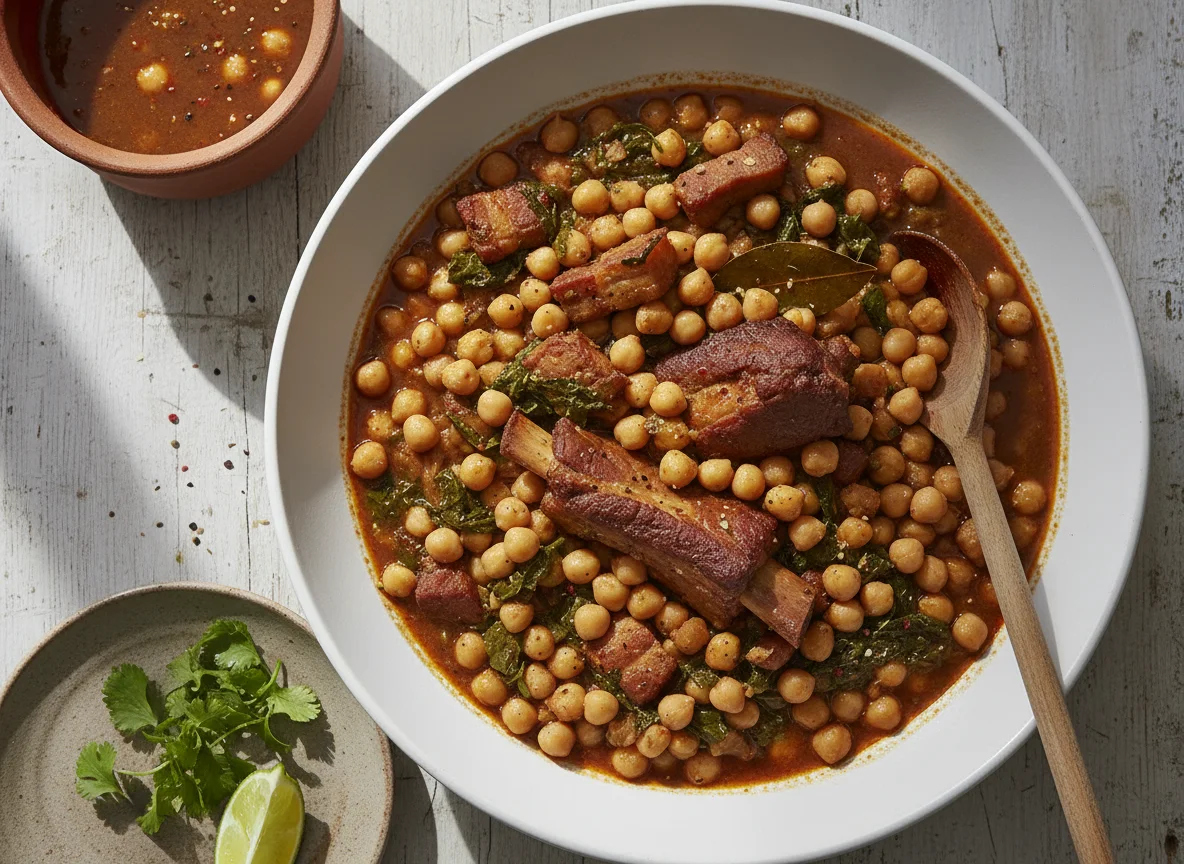 Feijoada de grão com carne de porco photo
