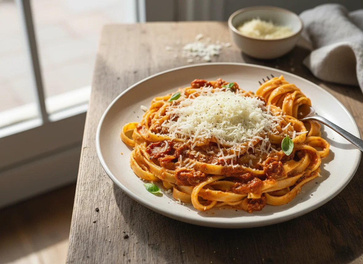 Fettuccine com Molho Cremoso e Queijo Ralado photo