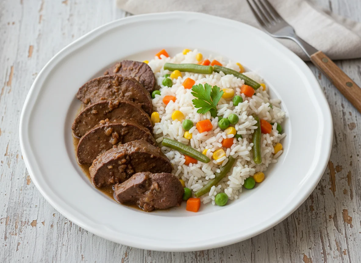 Fígado com Arroz de Legumes photo