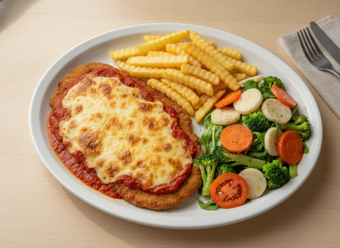 Filé à Parmegiana com Batatas Fritas e Salada photo