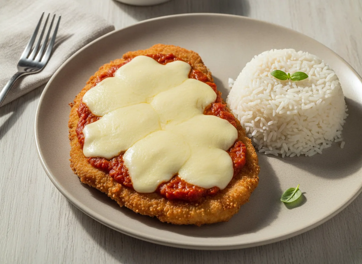 Filé de Frango à Parmegiana com Arroz Branco photo