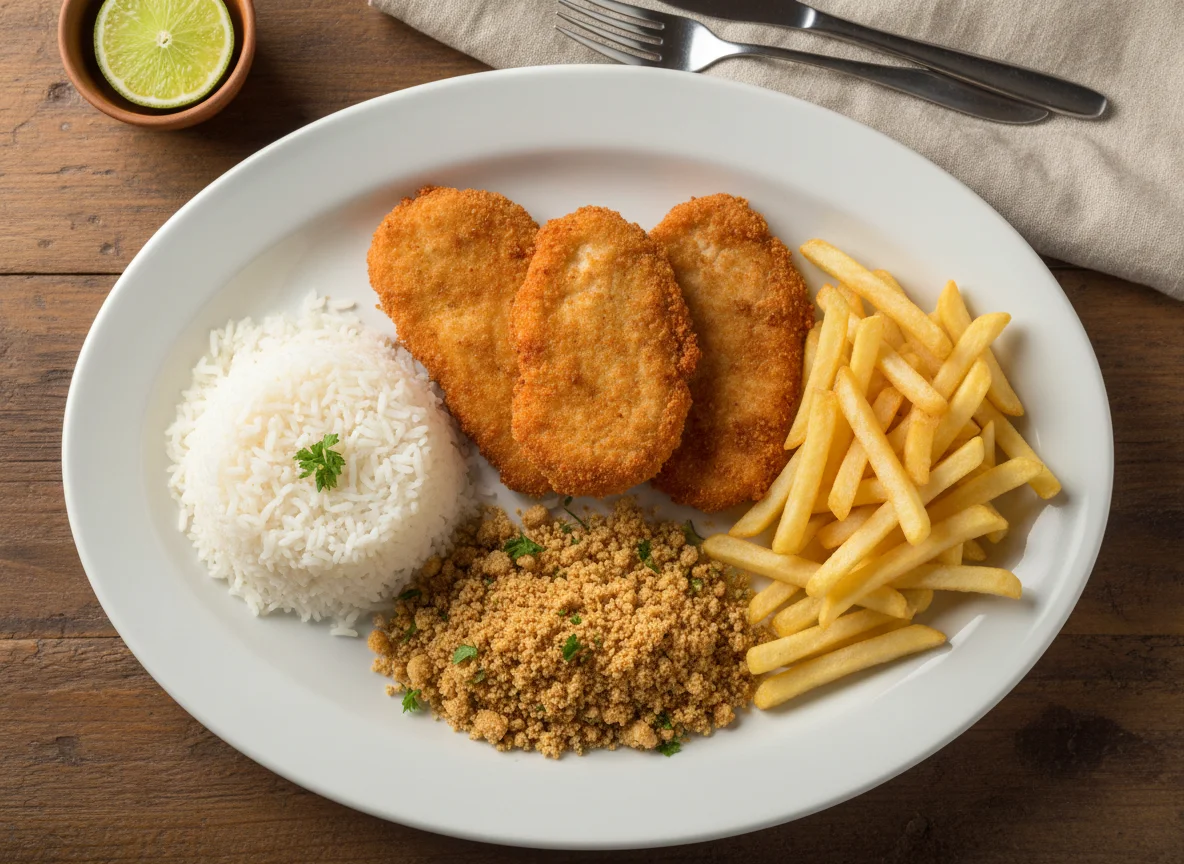 Filé de Frango, arroz e batata photo