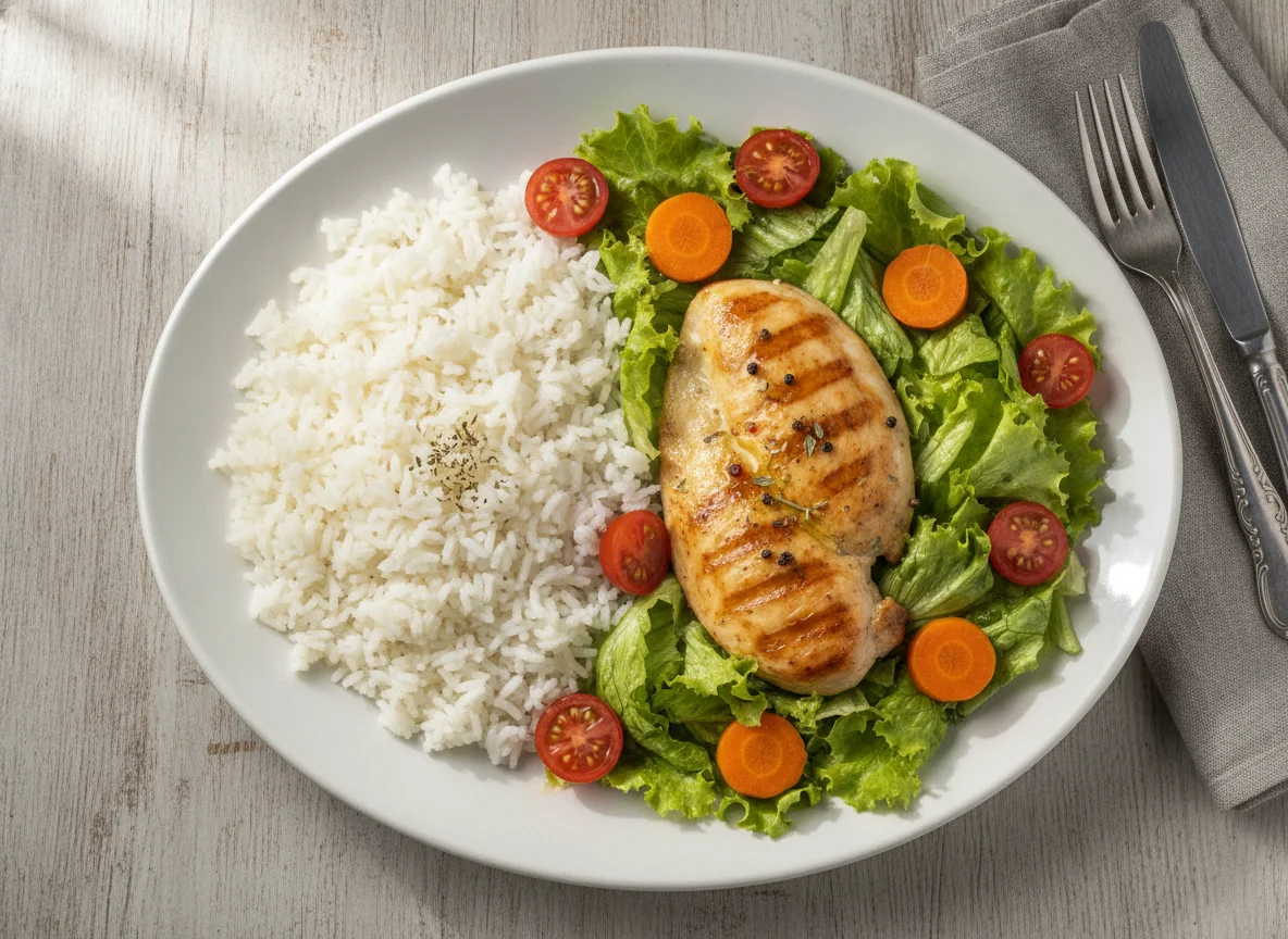 Filé de Frango com Arroz e Salada photo