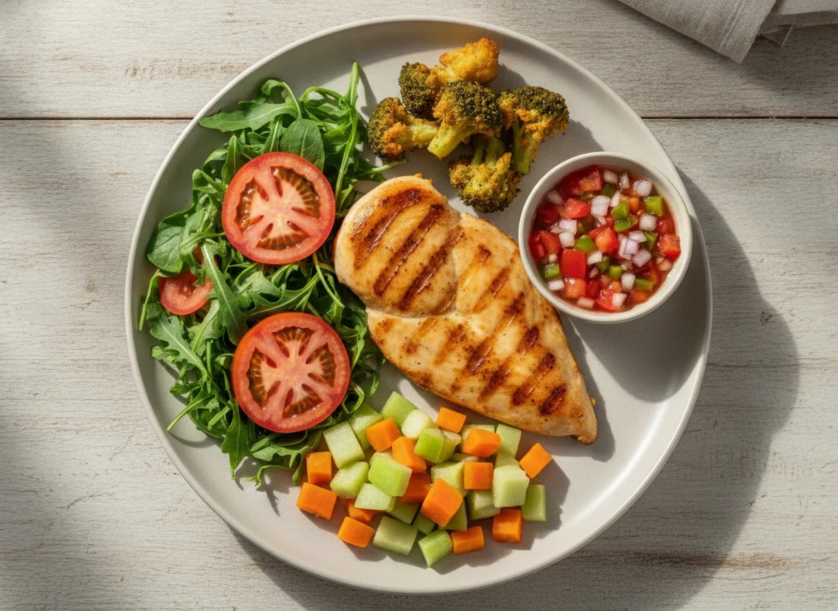 Filé de Frango Grelhado com Salada e Legumes photo
