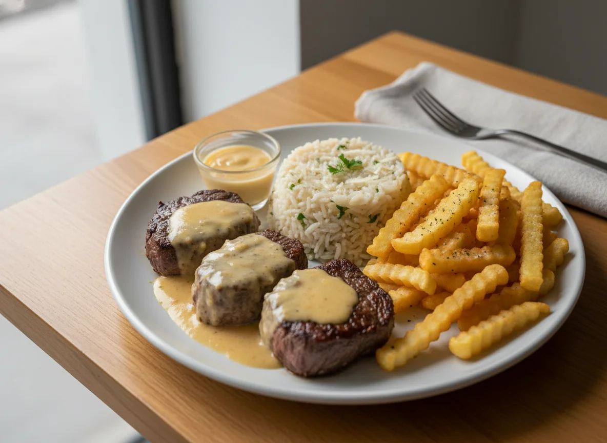 Filé Mignon com Arroz Piamontese e Batata Frita photo