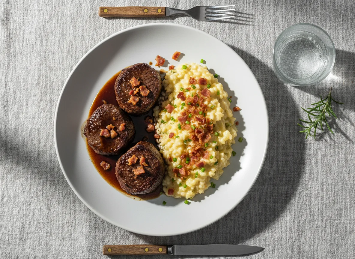 Filé Mignon com Risoto e Bacon photo
