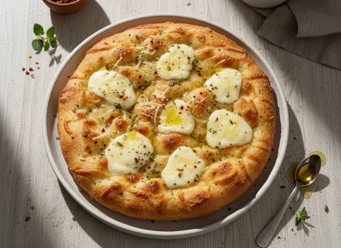 Focaccia com queijo e ervas photo