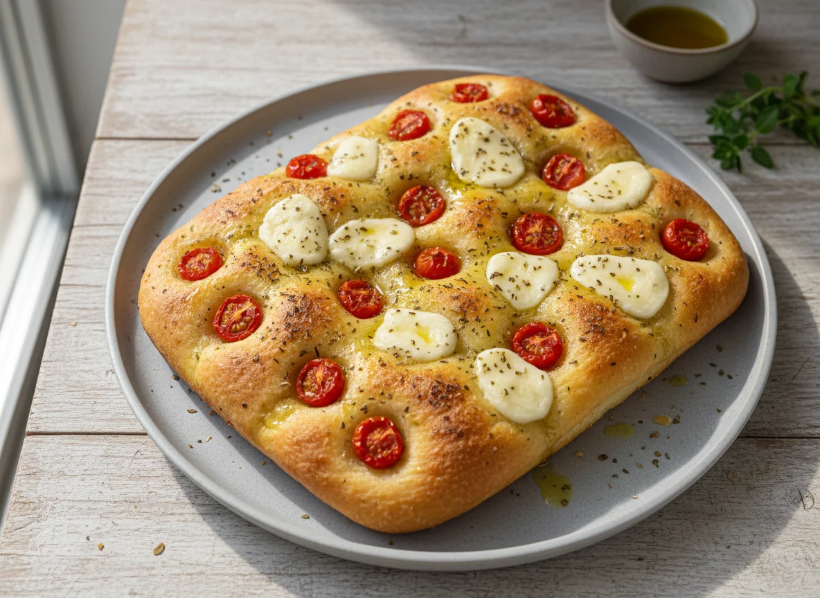 Focaccia com Tomate Cereja e Queijo photo