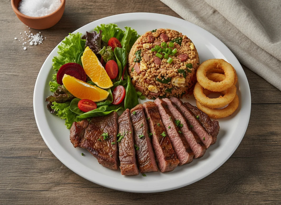 Fraldinha com Feijão Tropeiro e Salada photo