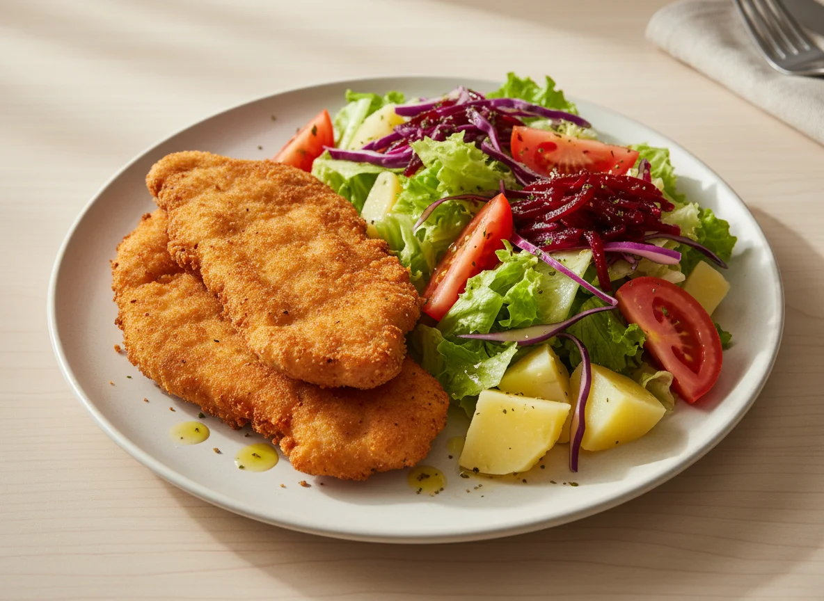 Frango à milanesa com salada mista photo