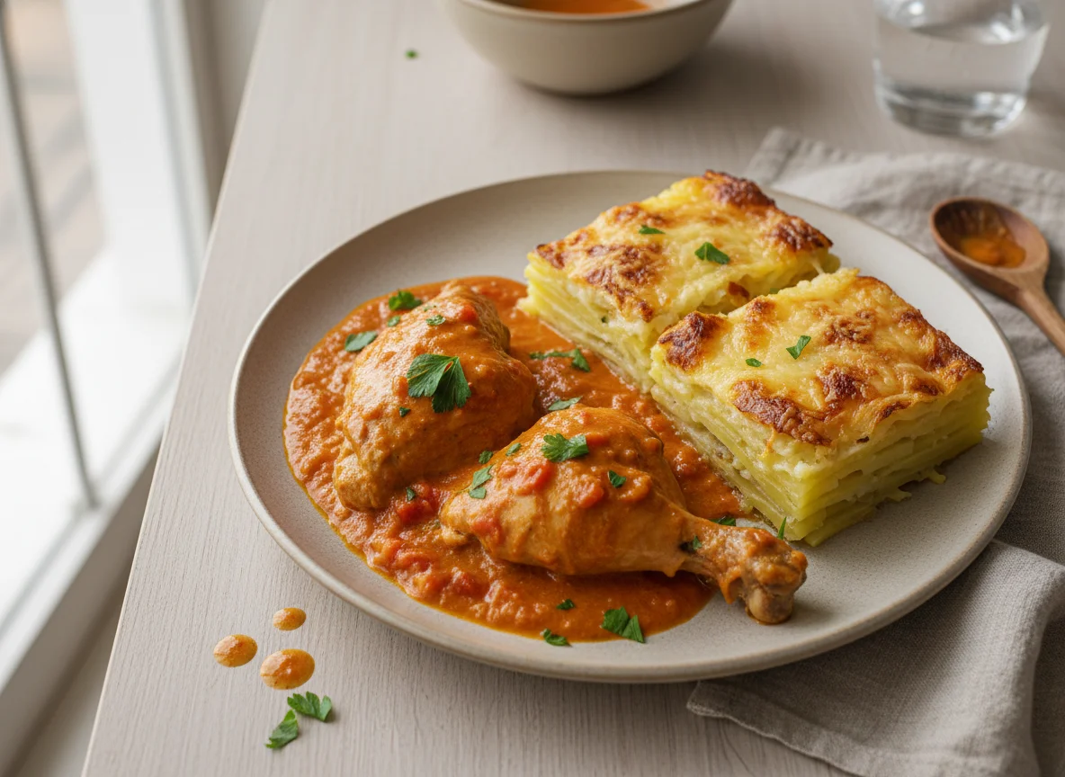 Frango ao Molho e Batata Gratinada photo
