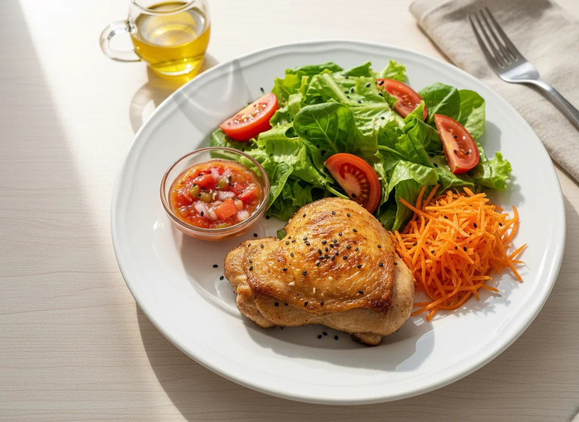 Frango assado com salada mista photo